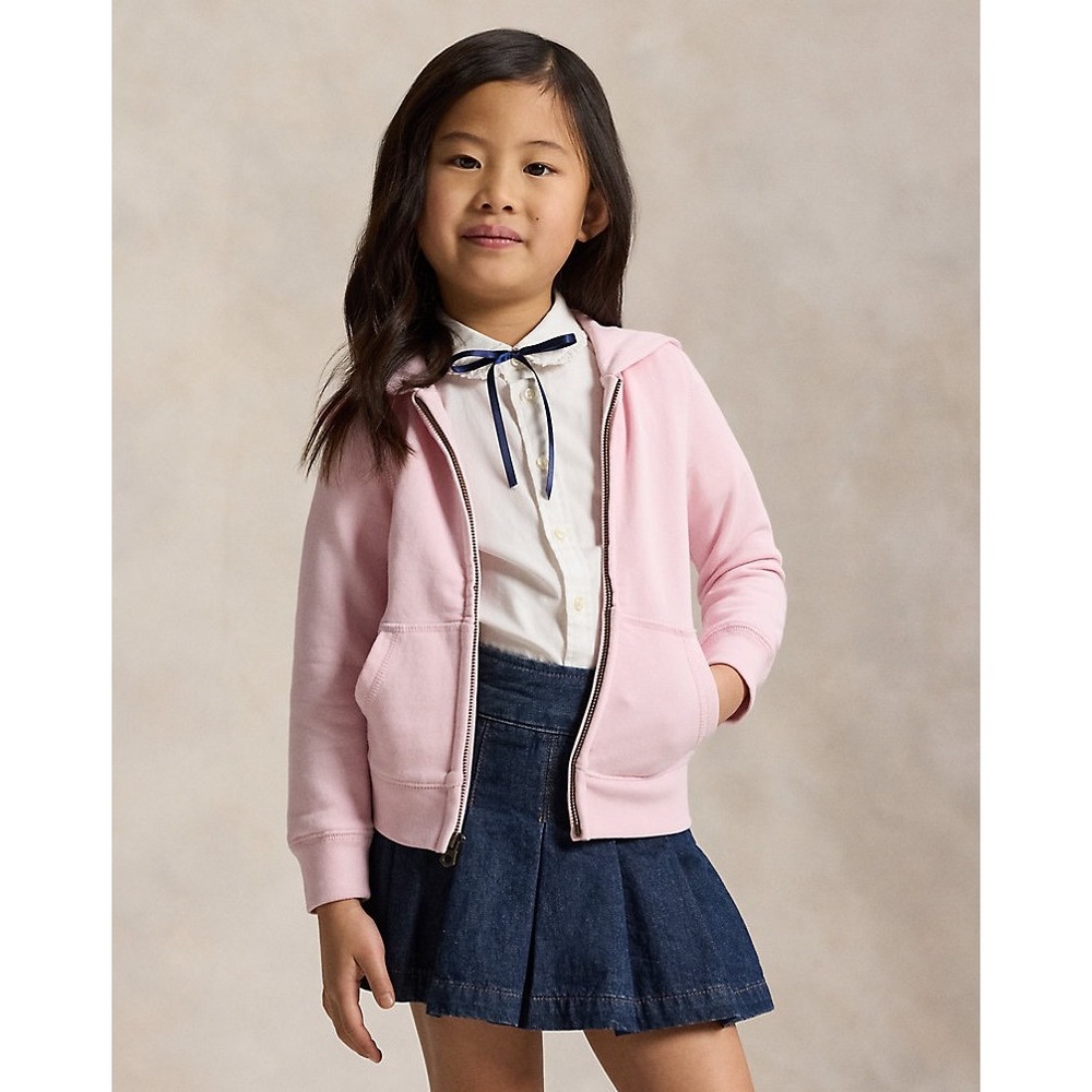 Polo Ralph Lauren Girls Pink Full Zip Hoodie Sweatshirt Size 7